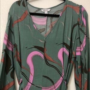 Nine West Teal and Pink Abstract Dress